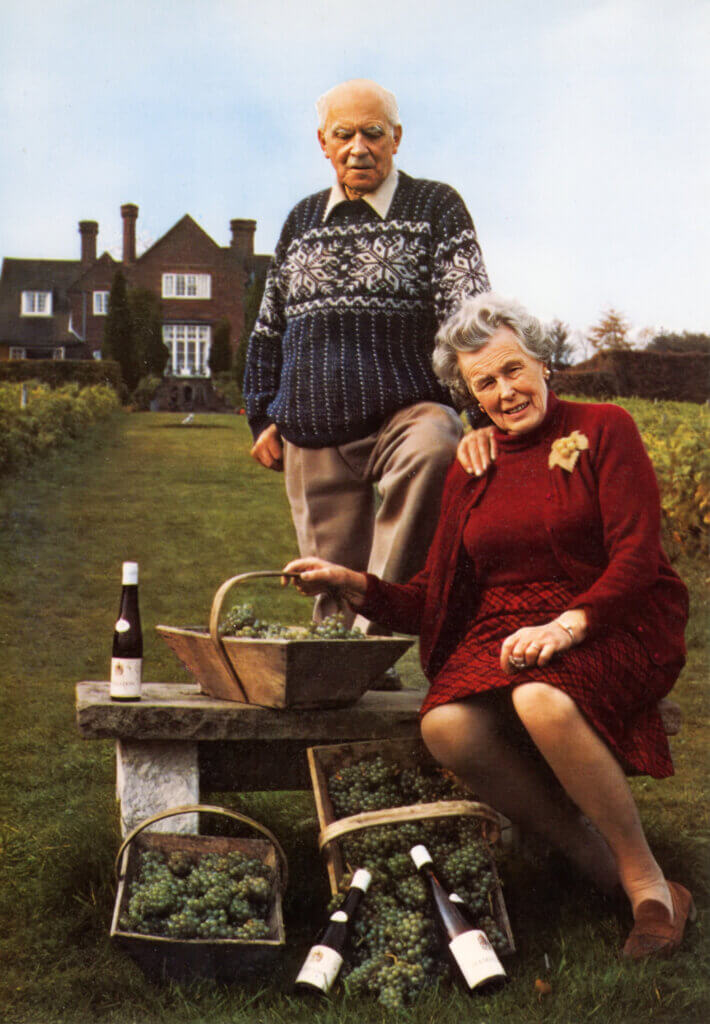 Hambledon Vineyard Sir Guy and Lady Salislbury-Jones in their vineyard